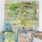 Designart - Abstract Pond of Green and Yellow - Modern Print on Natural Pine Wood